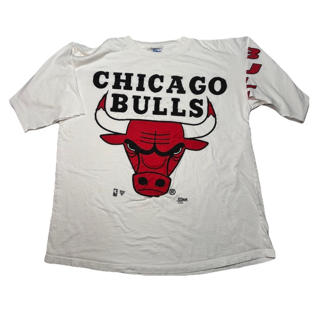 Vintage 90s Chicago Bulls Salem USA T Shirt XL NBA Logo Cut Sleeve Distressed